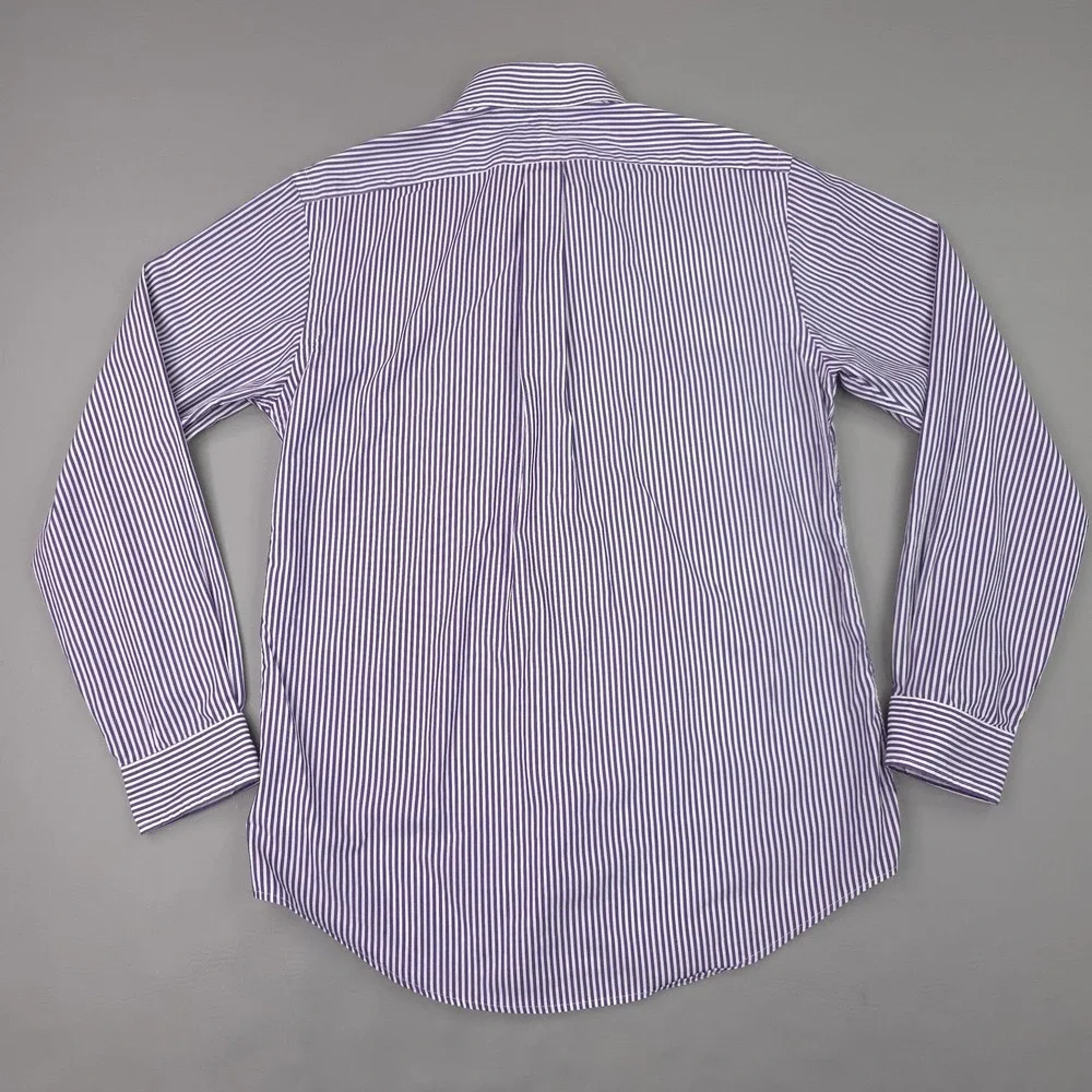 Ralph Lauren Shirt Mens Medium Purple Stripe Custom Fit Long Sleeve Button Down